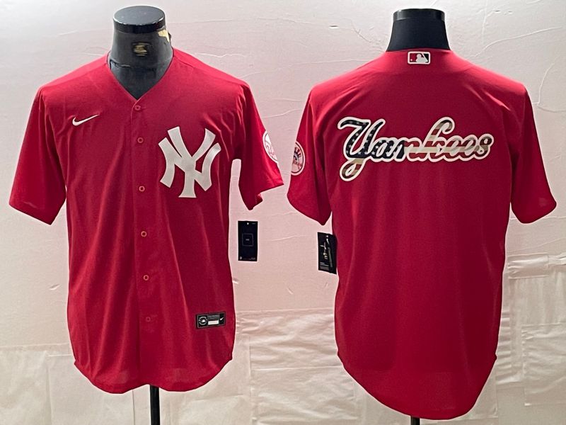 Men New York Yankees Blank Red joint name Nike 2024 MLB Jersey style 1->new york yankees->MLB Jersey